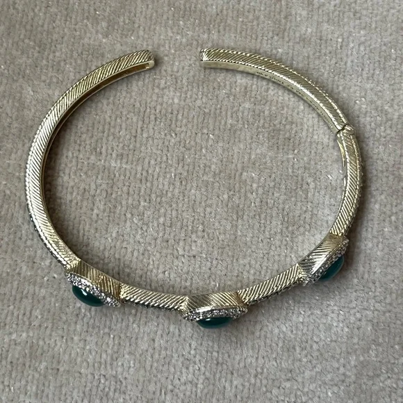 Judith Ripka Chalcedony & Chrome Diopside Gold Clad Sterling Bangle Cuff - Picture 5 of 16